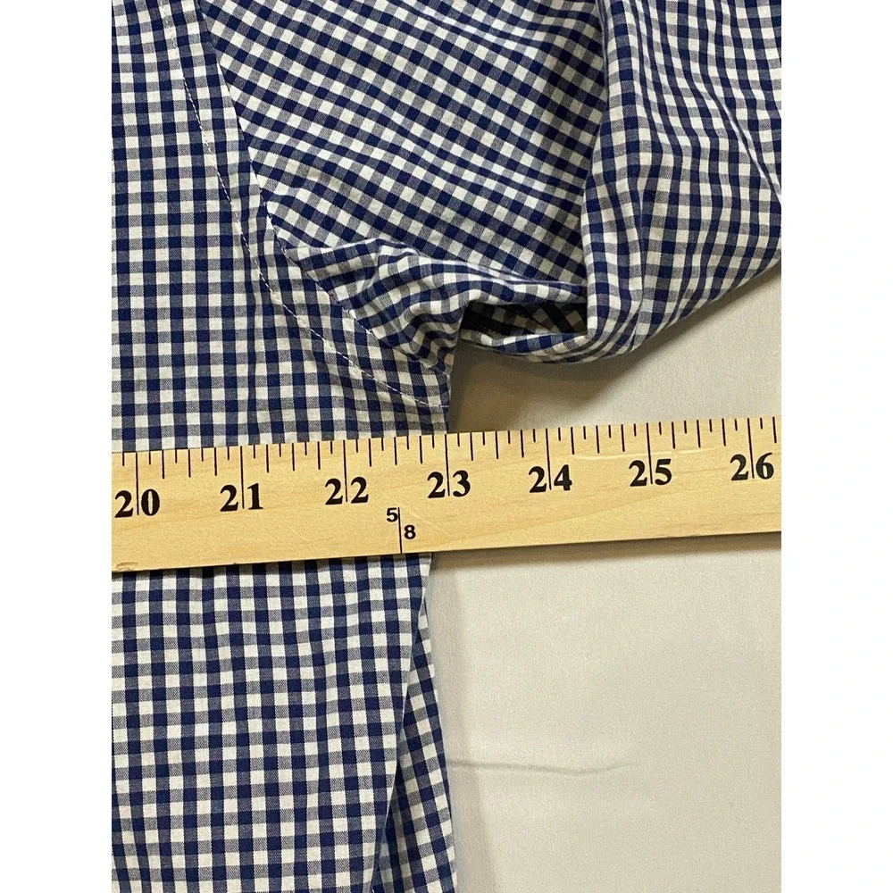 J. Crew Slim Fit Gingham Button Down Shirt Men‎ Size XL Blue White Cotton